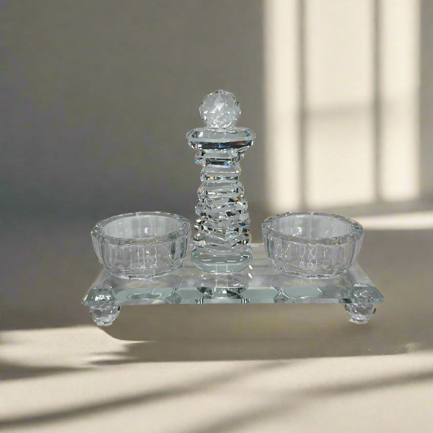 Crystal salt & pepper holder
