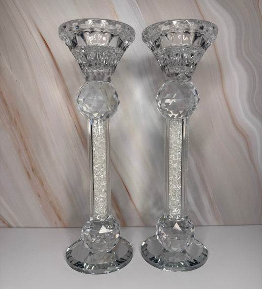 Crystal Candlesticks with glass chips